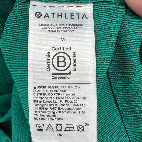 Athleta Echo Short Sleeve Button-Up Blouse Med Green Quick Dry Performance Top - Picture 10 of 12